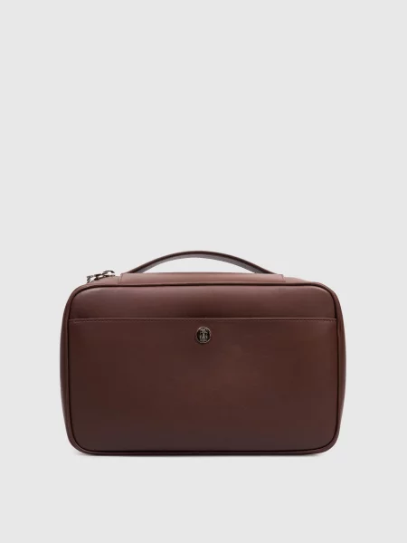 Кожаная косметичка Brunello Cucinelli коричневая