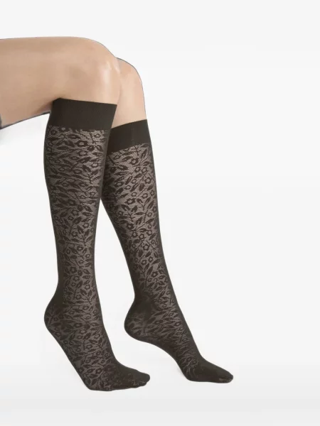 Gėlėtos žakardinis kojines Wolford ruda