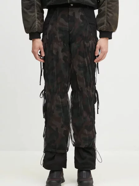 Kalhoty Andersson Bell Camouflage Mesh Layered Tying Pants přiléhavé černá