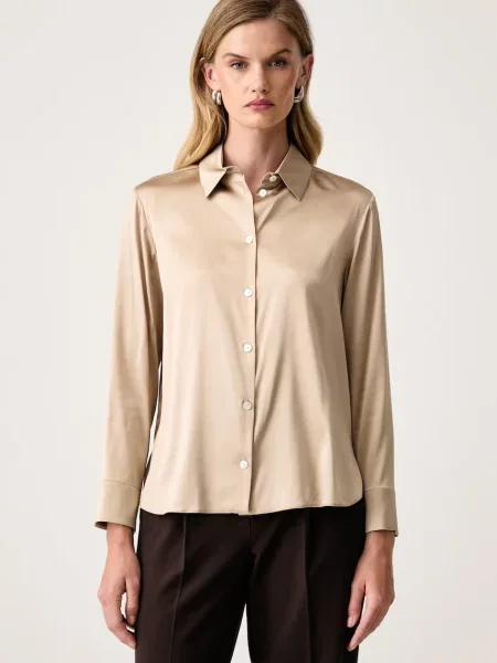 MM by Max Mara koszula z jedwabiem MMLNAVETTA beżowa