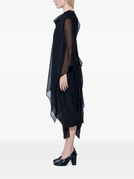 Decora rochie midi Yohji Yamamoto asimetrică drapată negru