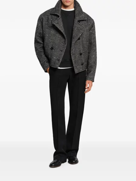 Cu centură palton Isabel Marant cu model herringbone negru