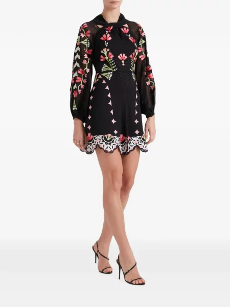 Rochie mini Temperley London cu model floral negru