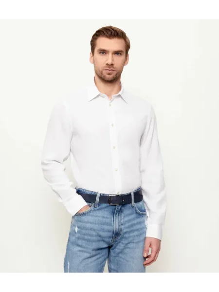 GUESS Cămașă | cu adaos de in alb