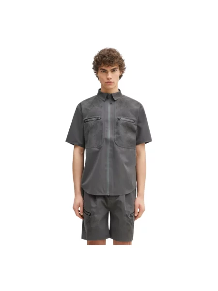 Alpha Industries koszula Short Sleeve Laser Cut Shirt regular z kołnierzykiem klasycznym szary