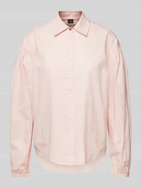 Bluzka o kroju relaxed fit z bufiastymi rękawami model ‘Barby’ Boss Orange różowa