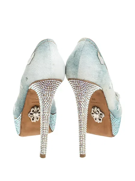 Pantofi cu toc Philipp Plein de cristal albastru