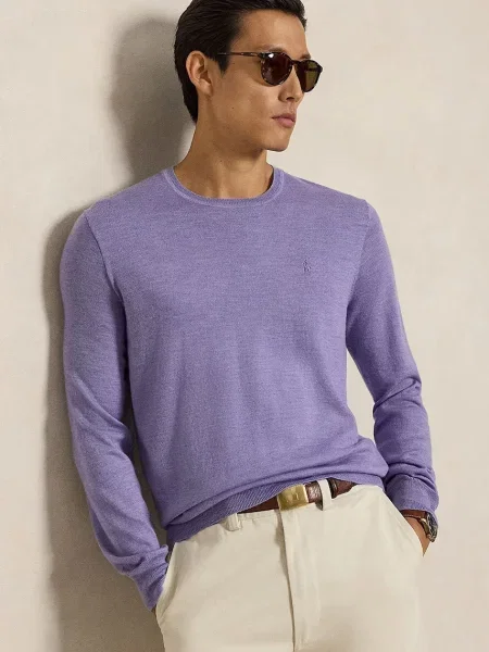Polo Ralph Lauren pulover pentru bărbați din lână violet