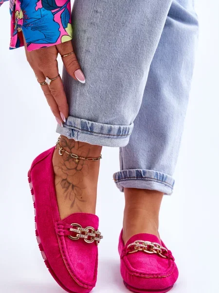 Pantofi loafer Kesi din piele de căprioară fucsie