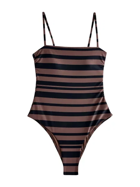 Next Costum de baie întreg maro negru