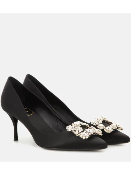 Pantofi cu toc Roger Vivier din satin negru