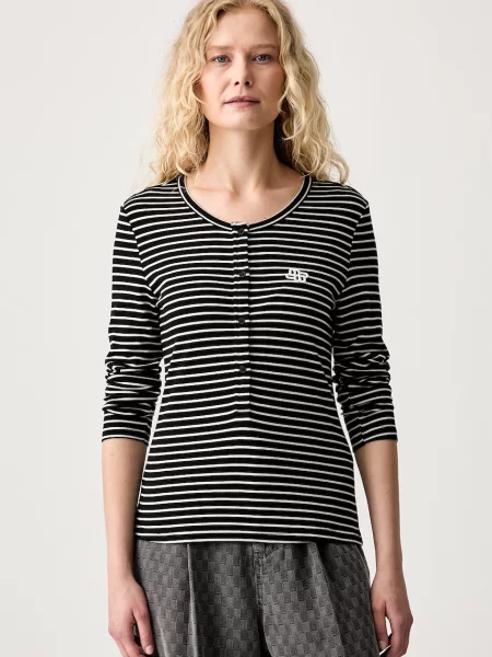 Tricou cu mânecă lungă Munthe de lână negru