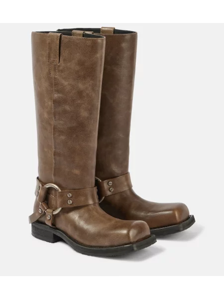 Cizme Acne Studios din piele biker bej