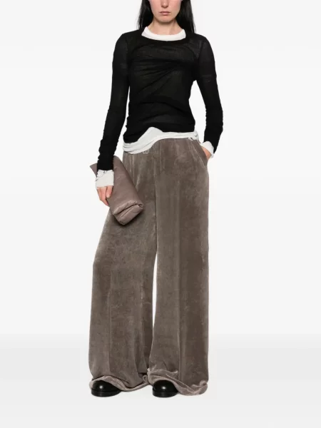 Sametové palazzo kalhoty Rick Owens šedé