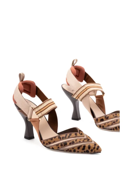 Pantofi cu toc Fendi cu imagine cu model leopard maro