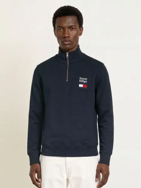 Tommy Hilfiger Mikina S Límcem Troyer tmavě modrá