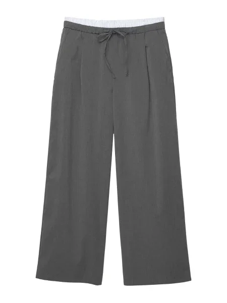 Pull&Bear Pantaloni cutați gri metalic alb