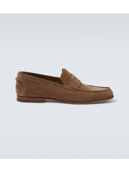 Pantofi loafer Dunhill din piele de căprioară maro