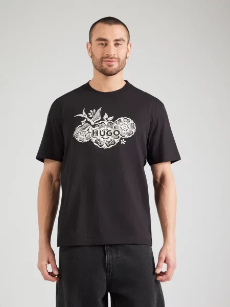 HUGO Tricou Dangen negru