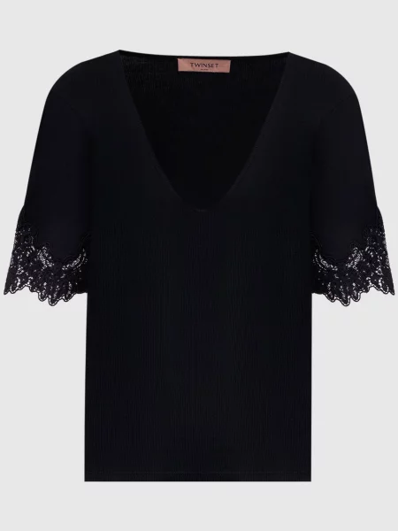 Топ з мереживом Twinset чорний