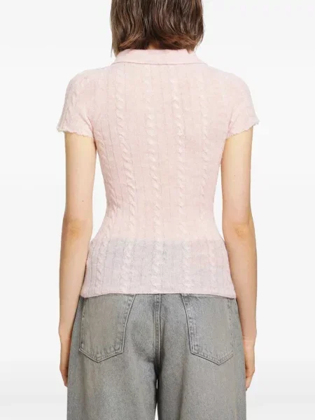 Tricou polo Haikure tricotate roz