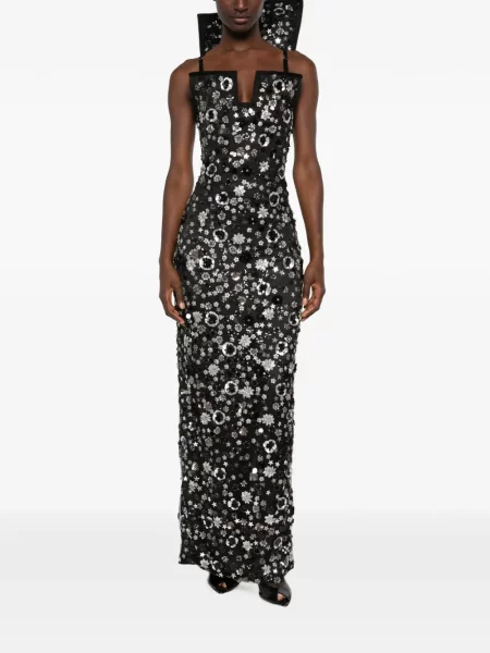 Rochie Mitiliane Couture cu paiete cu model floral negru