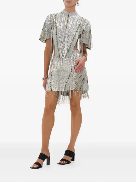 Fusta mini Camilla cu franjuri albastru