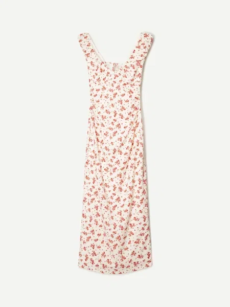 Bershka Haljina zelena / crvena / pastelno crvena bijela