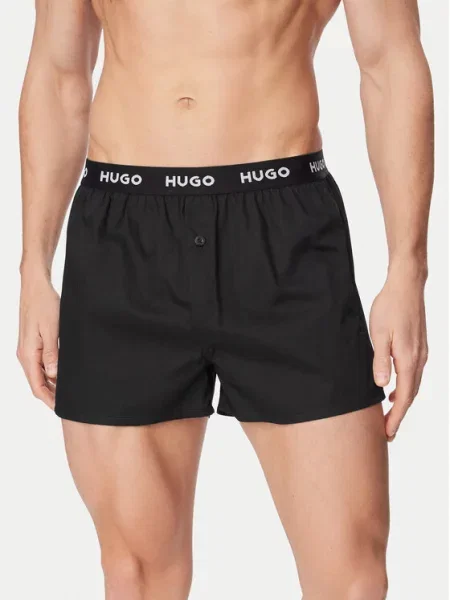 HUGO voľné boxerky pánske WOVEN BOXER TRIPLET čierna
