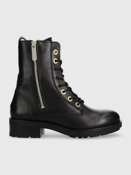 Botki Tommy Hilfiger skórzane czarne