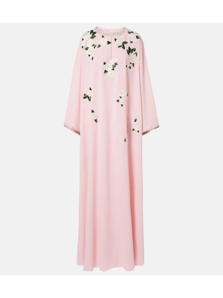 Rochie Carolina Herrera cu broderie cu model floral roz