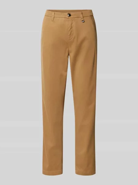 Chinosy z detalem z logo model ‘CHINO TURN UP’ Mac beżowe