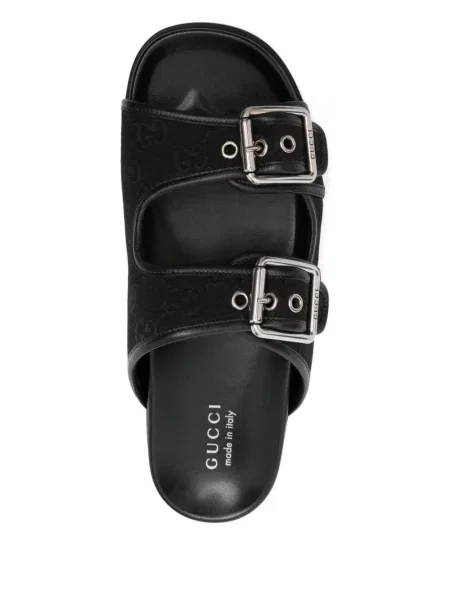 Sandale Gucci din piele cu cataramă negru