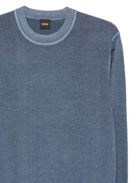 Pulover Boss cu broderie de lână albastru
