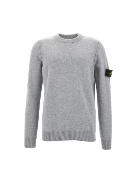 Sweter Stone Island z okrągłym dekoltem z kamieniami szary