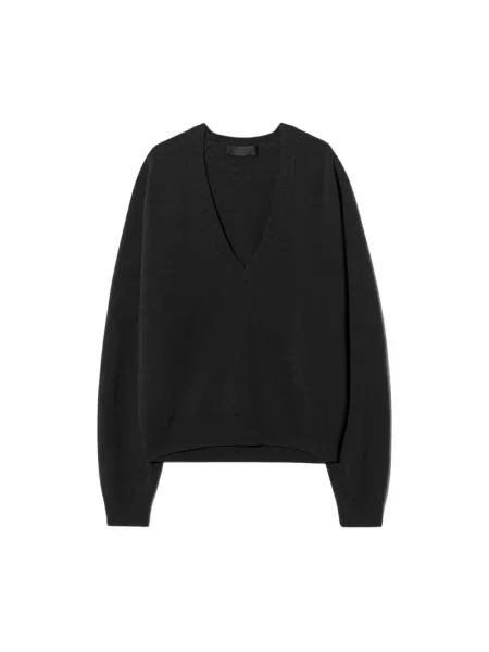 Sweter Nili Lotan z dekoltem w serek czarny