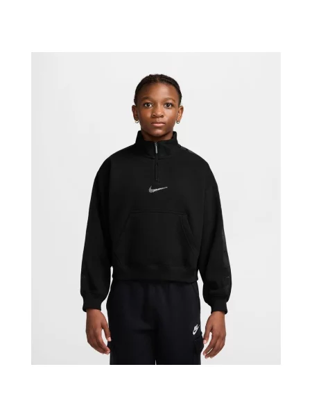 Bluza z zamkiem dziewczęca Nike Sportswear Studio Fleece Half Zip XS czarny