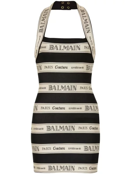 Rochie mini Balmain din jacard de costum negru