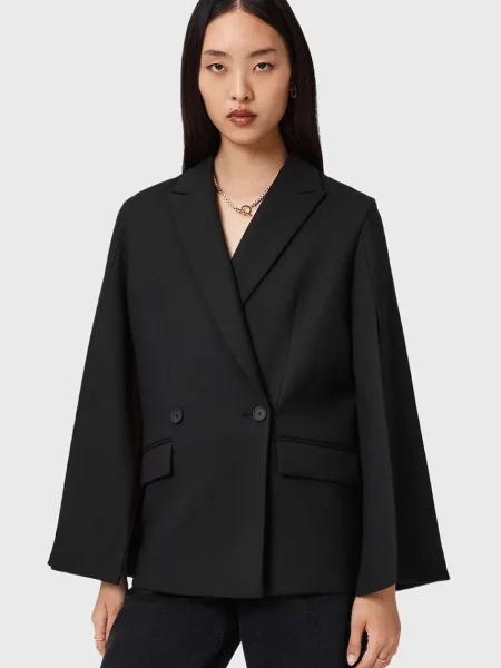 AllSaints sacou cu doua rânduri de uni negru