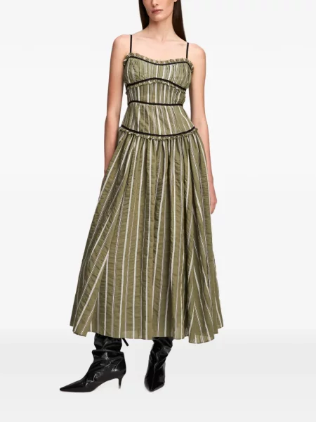 Rochie midi Cinq A Sept cu volane verde
