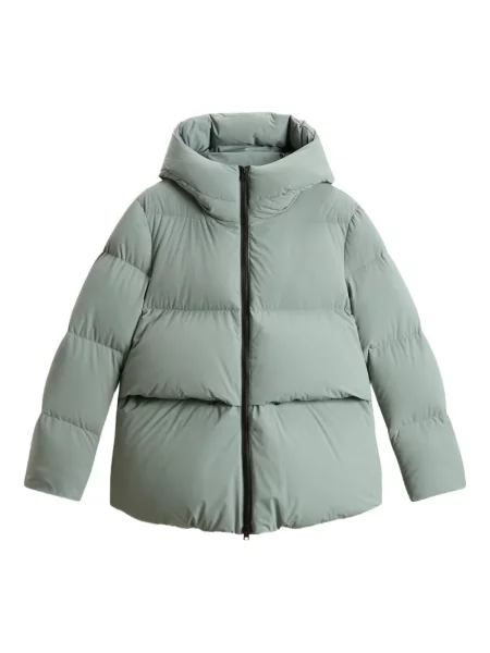 Geacă cu puf Woolrich cu glugă verde