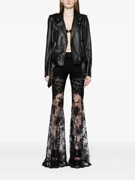 Nėriniuotos platėjantys kelnės Roberto Cavalli juoda