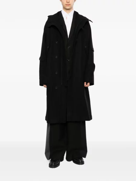Palton Yohji Yamamoto cu glugă negru