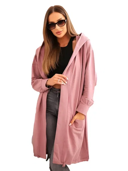 Pelerína s kapucí oversize tmavě růžová