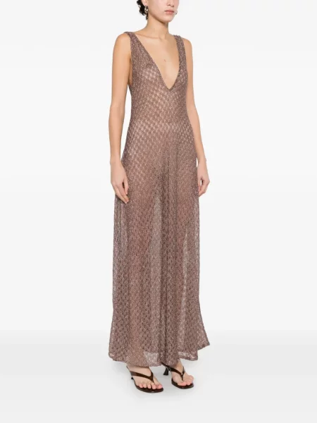 Rochie maxi Missoni cu decolteu în V de costum roz