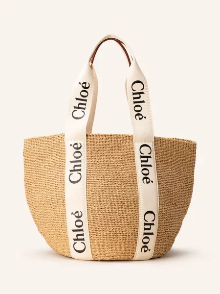 Chloé Shopper Woody Large white bílá