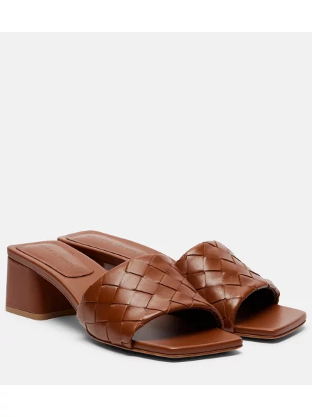 Papuci tip mules Bottega Veneta din piele maro