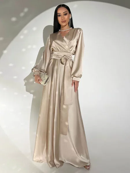 Макси платье Jadone Fashion без косточек бежевое