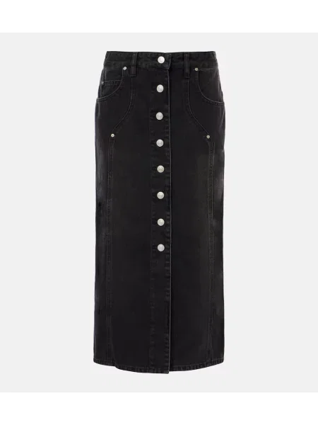 Spódnica jeansowa Marant Etoile z wysoką talią do kolan czarna