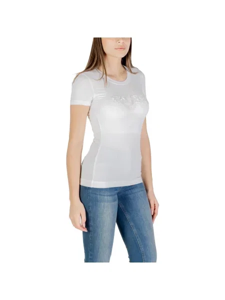 Tricou Guess cu autograf alb